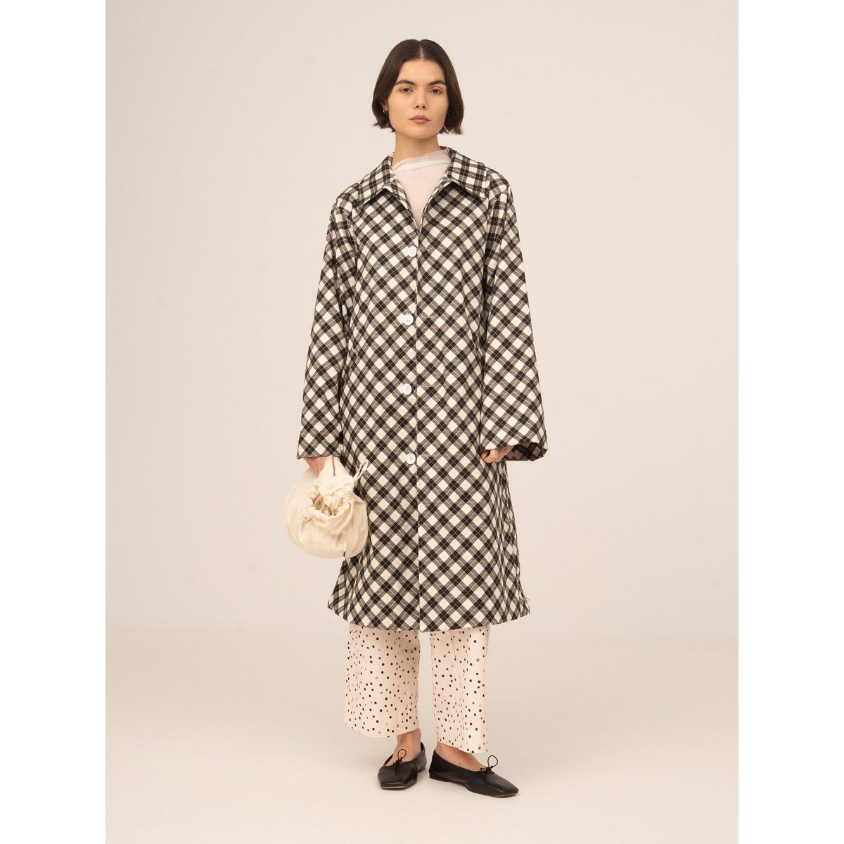 Classic Betty Argyle-inspired Geometric Print Trench Coat