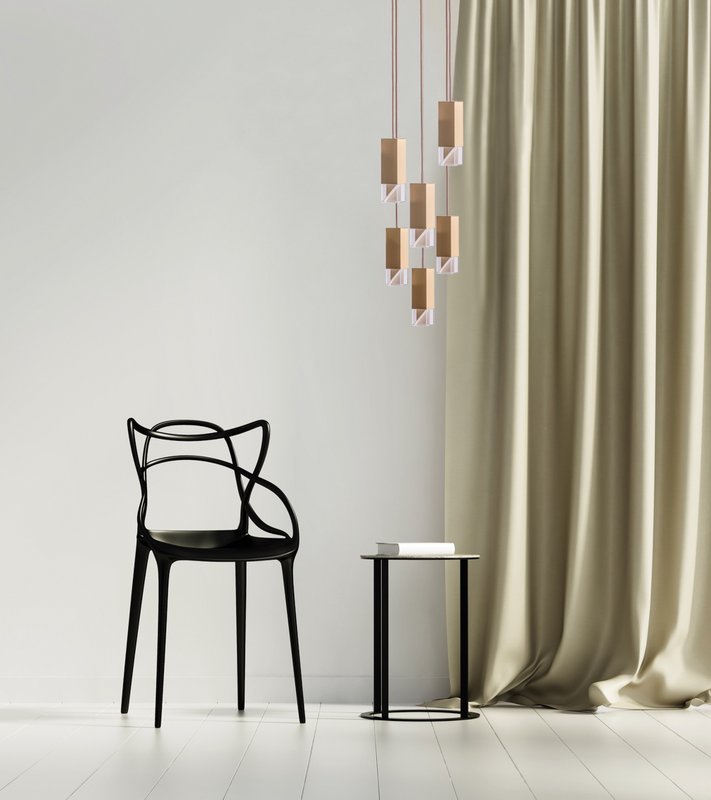 Lampe/én messing 6-lys lysekrone