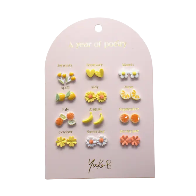 A Year of Yellow Poetry Earrings - English Version