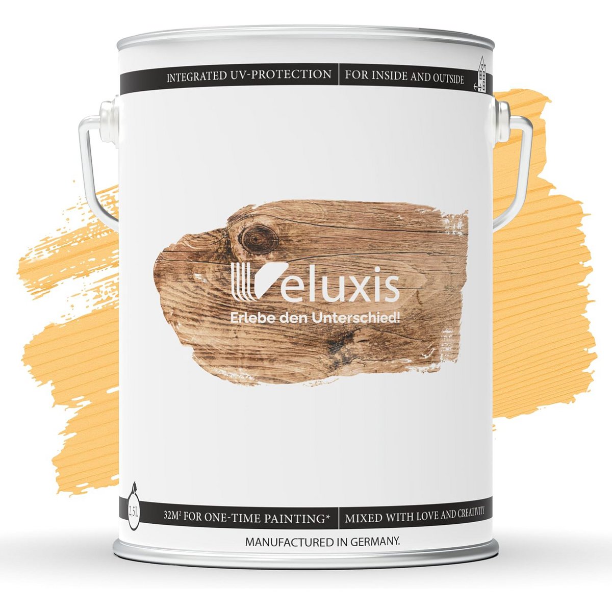 Veluxis® Hochwertige Holzlasur für Innen und Außen - 2,5 Liter, seidenglänzend, lösemittelfrei und UV-stabil, wetterfest - Made in Germany (Kiefer)