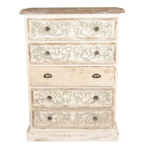Dresser 85x36x120 cm White Wood Chest of Drawers