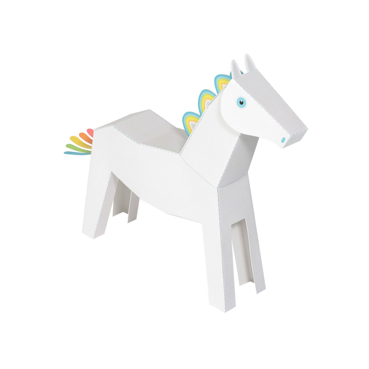 White & Blue Pegacorn Paper Toy