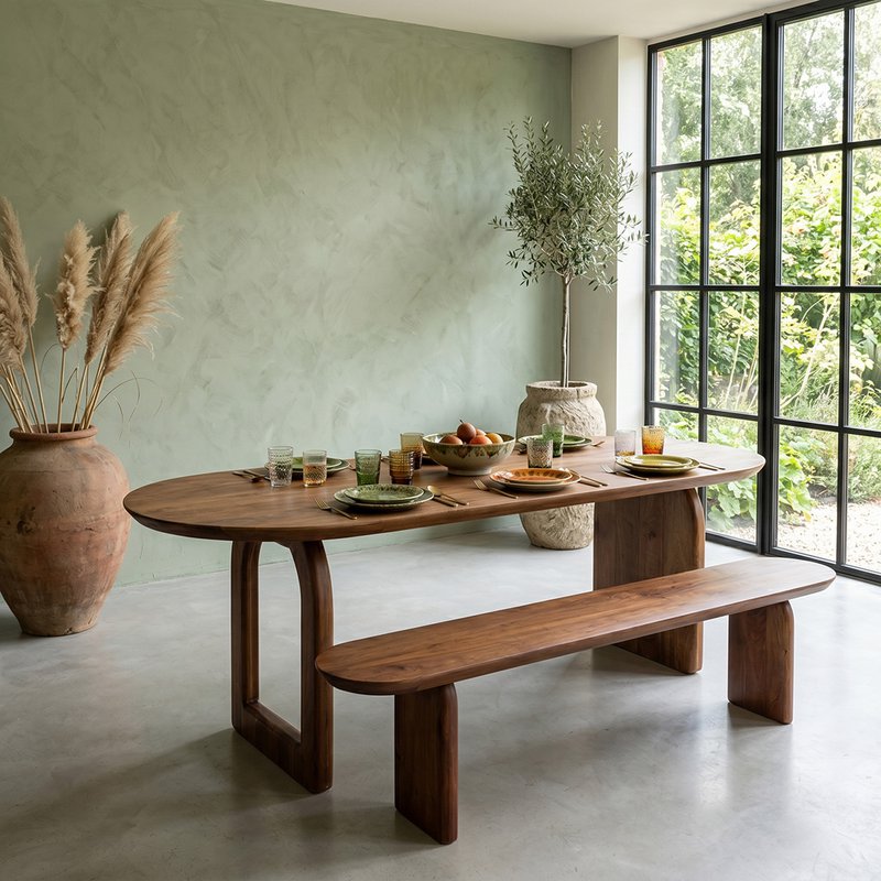 Bullnose mangotræ spisebord brun - blandet bund