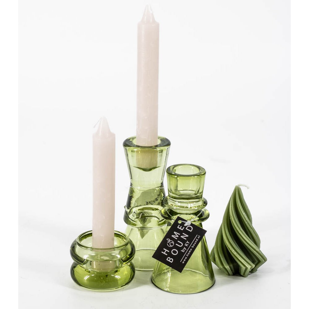 Glass candle holder green