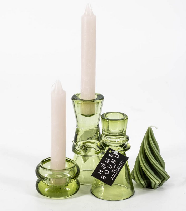 Glass candle holder green