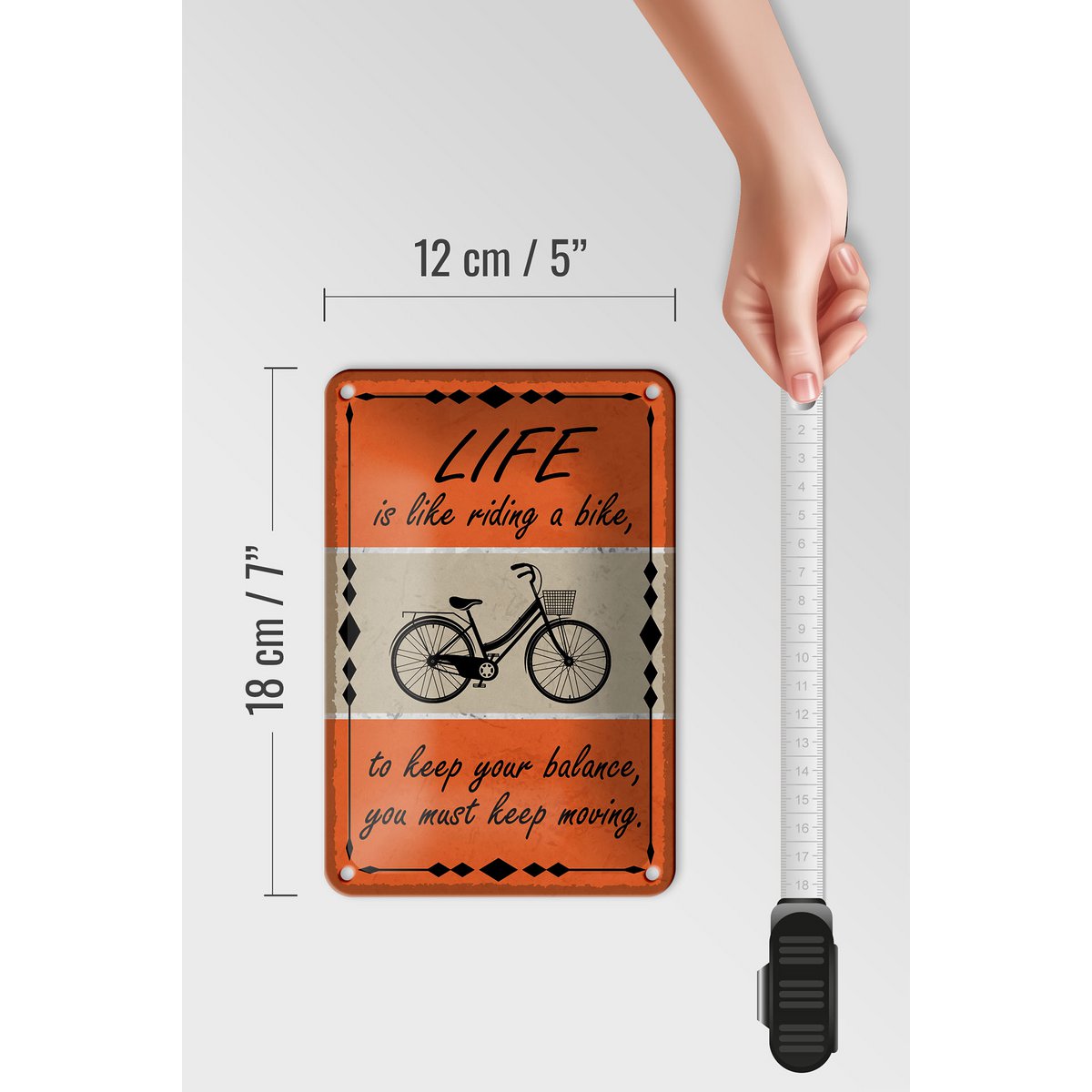 Tin sign saying 12x18cm Life is like riding a bike decoration