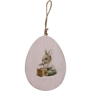 Wooden egg Kahla for hanging, L13cm, H17.5cm, white