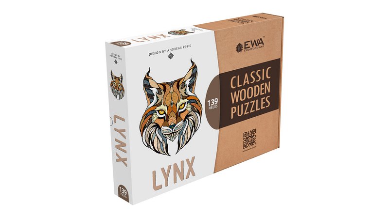 Eco Wood Art (EWA) Wooden jigsaw puzzle Lynx, 1164, 35x28x0.5cm cardboard box