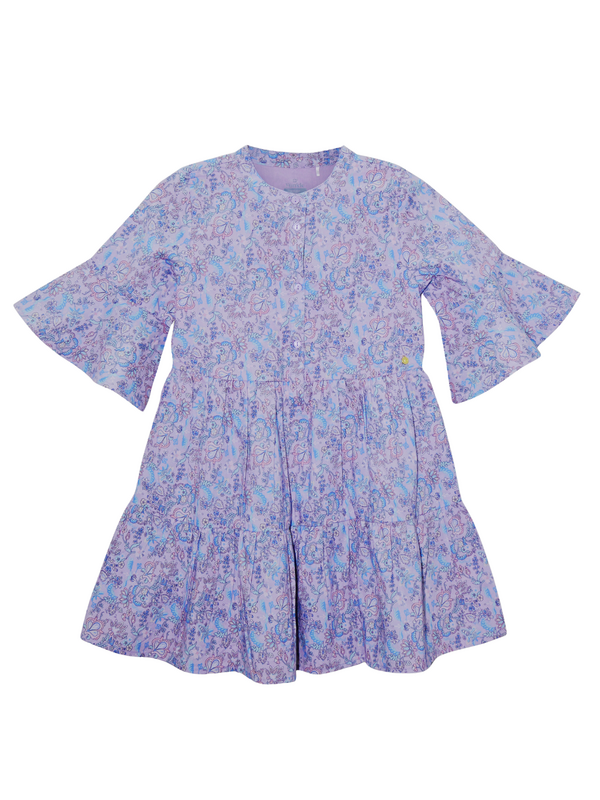 Robe Fille "Bouquet d'Orchidées" (Popeline de Coton AOP)