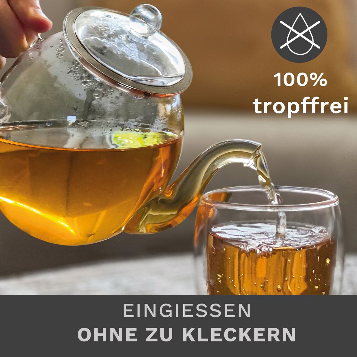 Creano glass teapot 1.5l with stainless steel strainer