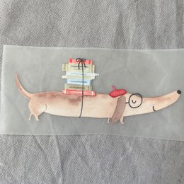 Iron image Dachshund with books, patches, hanging pictures dog, gift idea