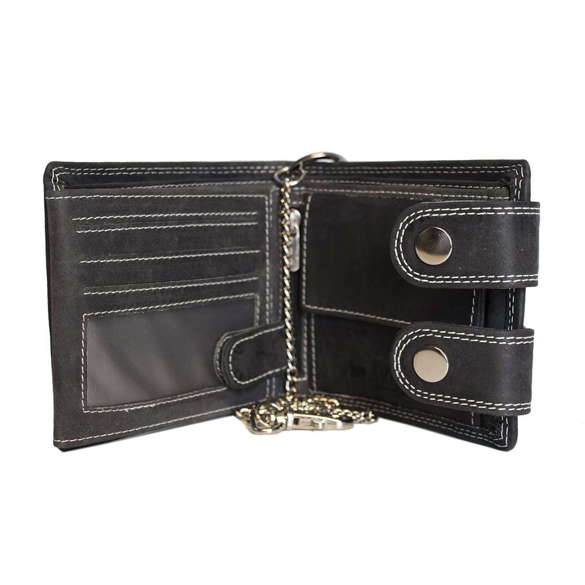 Leren Dames Portemonnee Met Ketting Zwart - Leren Heren Portemonnee Met Ketting Zwart