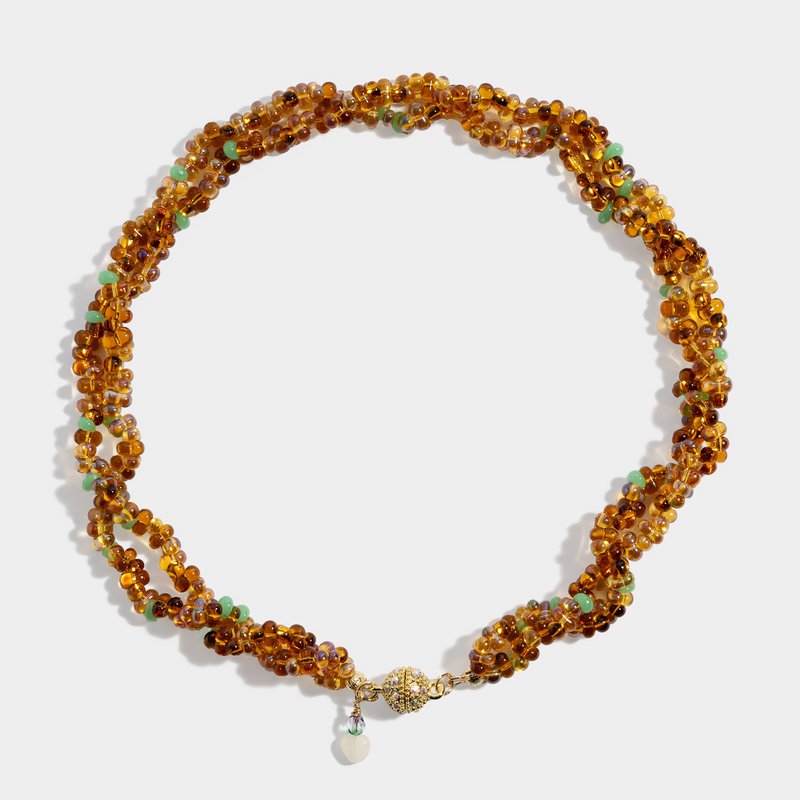 Collier perlé tonique écaille de tortue avec fermoir plaqué or magnétique, bijoux de déclaration