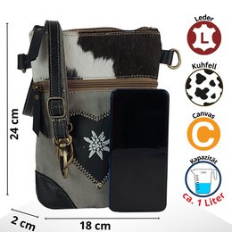 Nieuwe Domelo Dirndl schoudertas - Oktoberfest traditionele tas. Tas met edelweiss & hart design - traditionele kleine crossbody tas gemaakt van canvas & koeienhuid. kopiëren