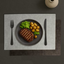 Juego de mesa 6 Set de cuero sintético marrón/beige 45x33 cm
