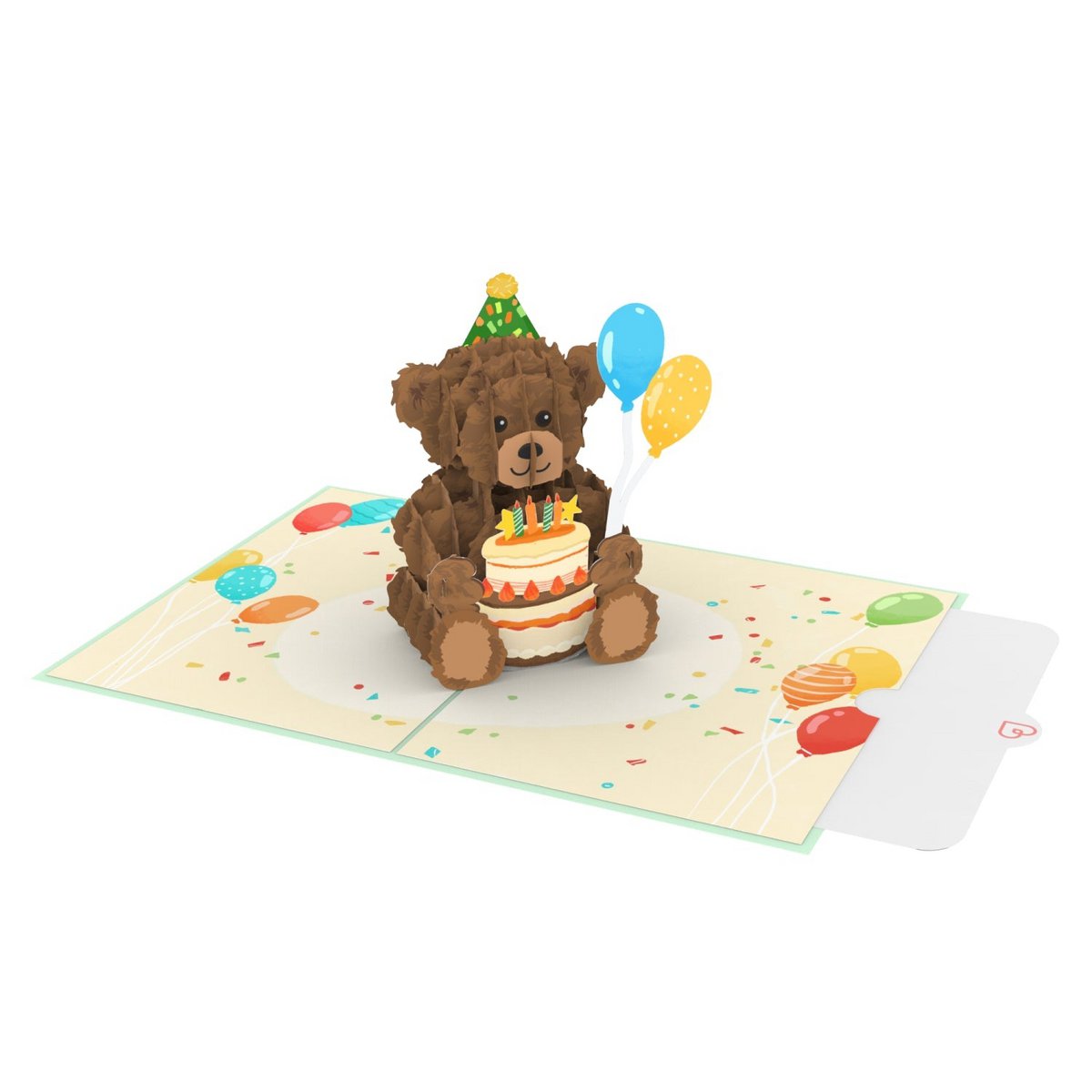 Teddy con tarjeta emergente de pastel de cumpleaños