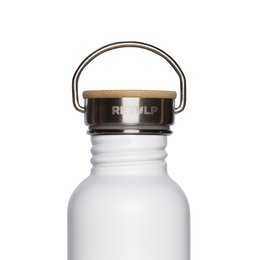 Stainless steel drinking bottle bamboo cap 500 ml stem WHITE