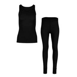 Conjunto de 2 piezas de top y braguita sin mangas 160 Merino para mujer, color negro
