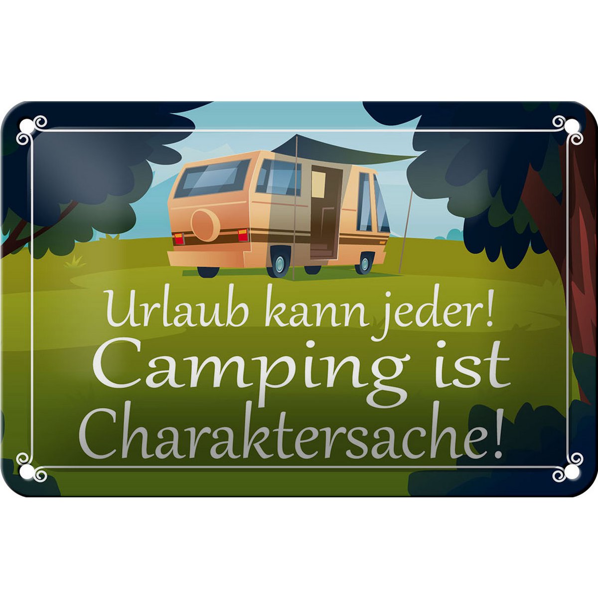 Tin sign saying 18x12cm Everyone can go camping is decoration