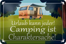 Tin sign saying 18x12cm Everyone can go camping is decoration