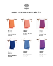 SAMOS Cotton Hammam Beach & Sauna Towel – Compact – Fuchsia / Blue - 180x100 cm