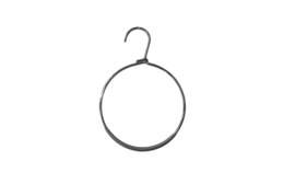 Silver metal coat hanger ring, 15 cm in diameter, for hanging clothes.