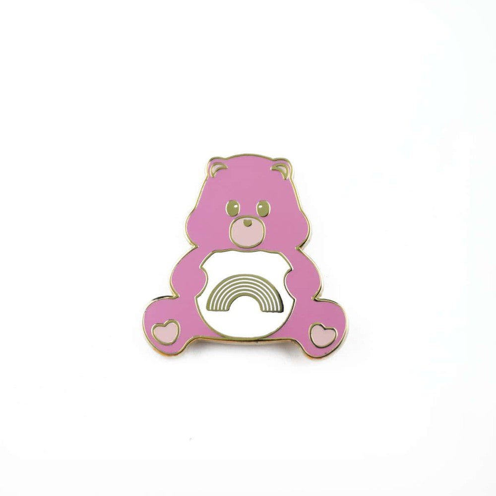 Pin Care Bear pink sender regnbuer