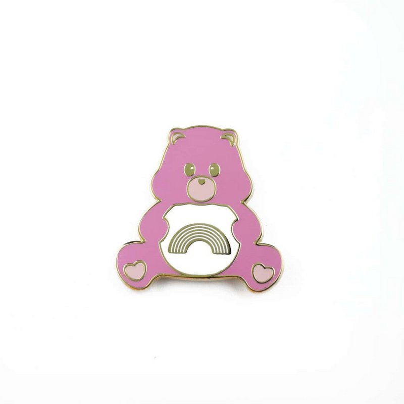 Pin Care Bear pink sender regnbuer