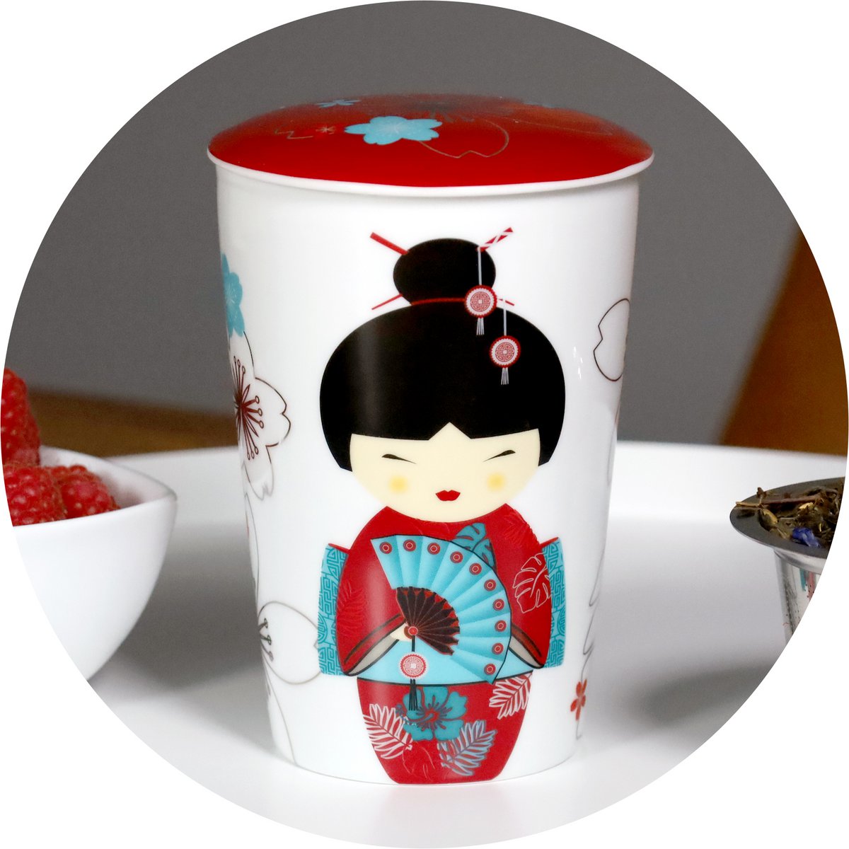 Kubek porcelanowy TEAEVE® "Mała Gejsza czerwony"