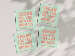 Pegatinas veganas para interior/exterior 'Vegan for You, Animals, Planet'