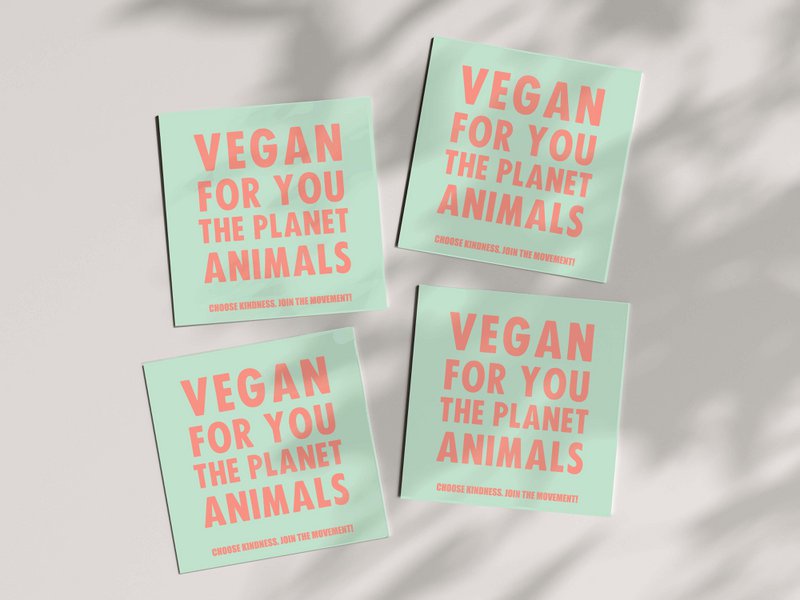 Vegan Indoor/Outdoor Stickers 'Vegan for You, Animals, Planet'