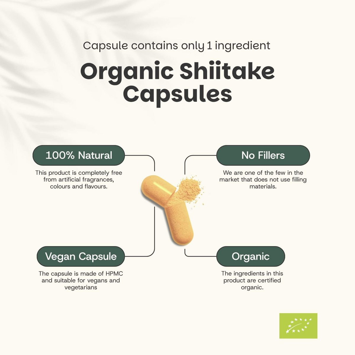 Shiitake Capsules 500 mg Organic -  60 Capsules