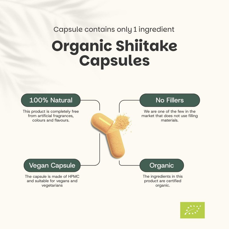Shiitake Capsules 500 mg Organic -  60 Capsules