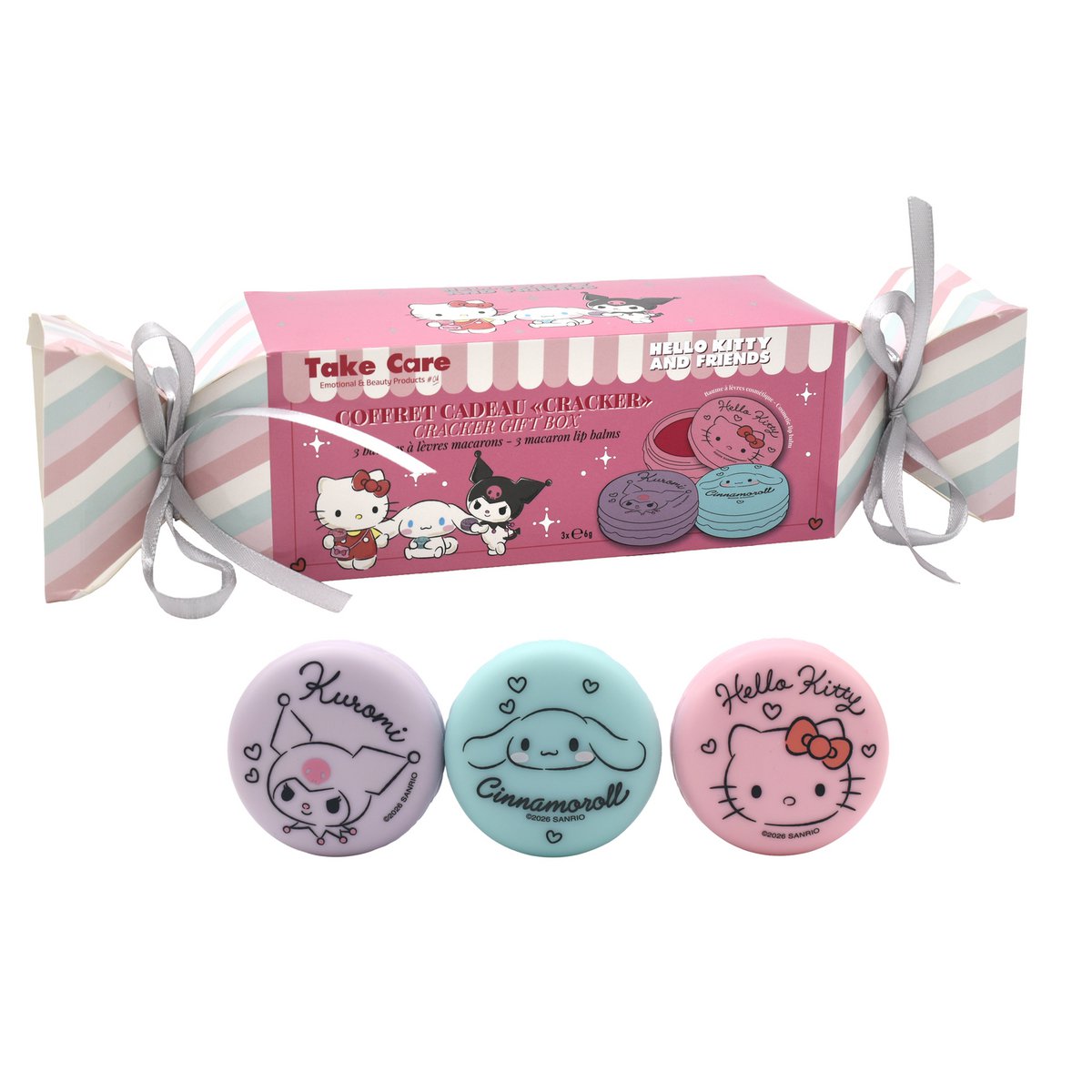 Cracker Box 3 Baumes à Lèvres Macaron Hello Kitty Friends 6g – Display 8
