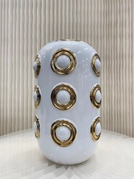 Golden 3 Circle Vase (CV11617-12-CA-205321-WIT)