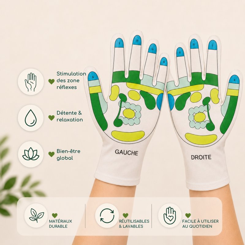 Softening Reflexology SPA Gloves - Hand Care with Jojoba and Olive Oil Gel, Vitamin E and Lavender - Moisturizes and Restores Softness and Suppleness to your Hands