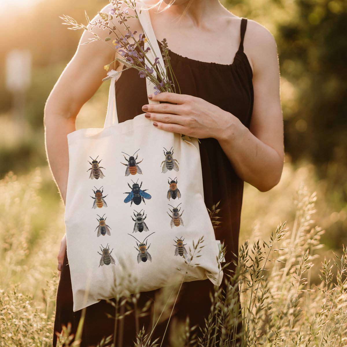 Sac en coton durable avec abeilles, sac mort