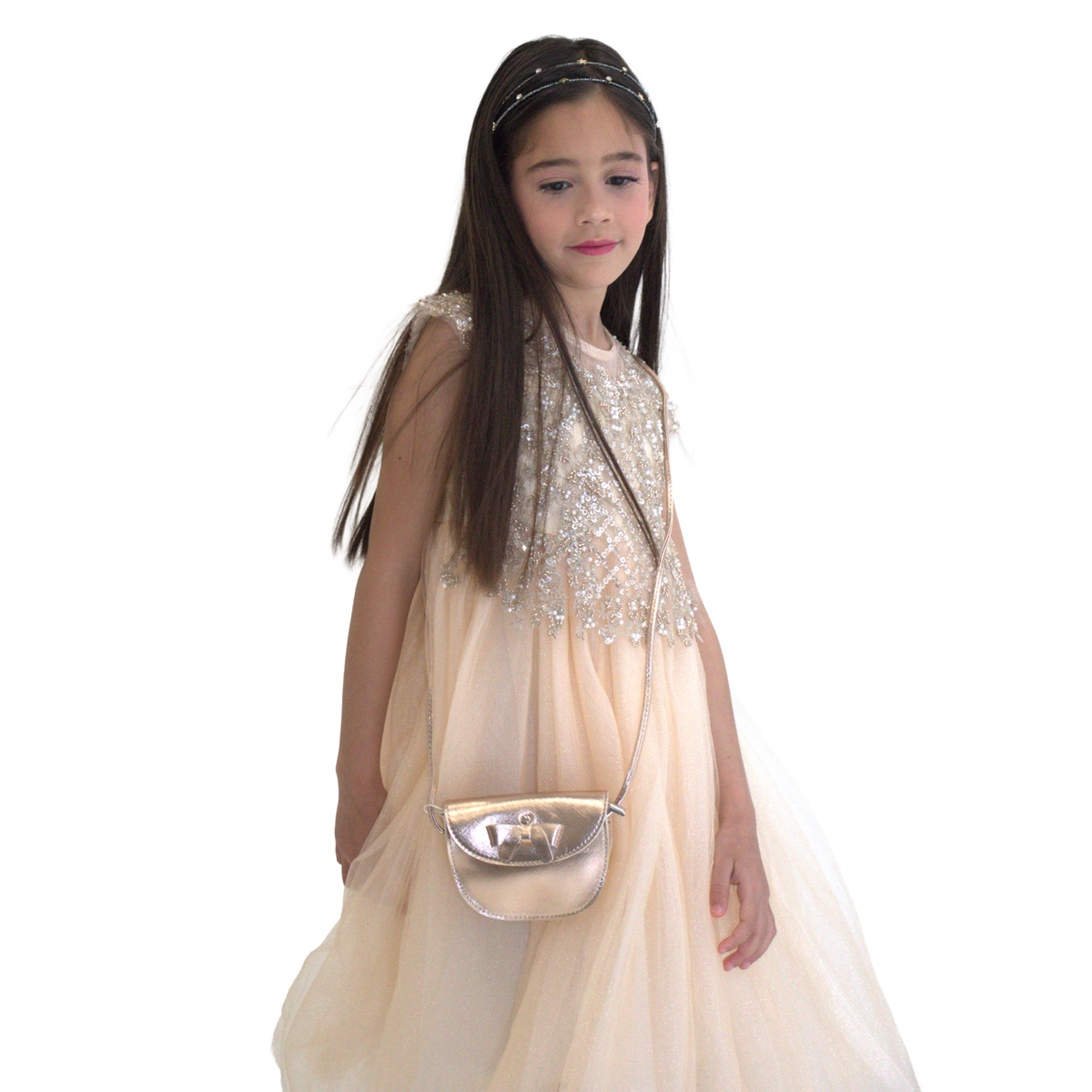 ANABELLA ceremony dress - Peach - Size: 120 cm (4/5 years)