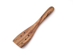 Spatula with holes length 30 cm made of olive wood