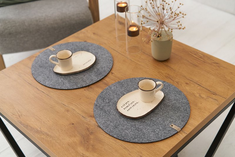 Felt placemat round grey