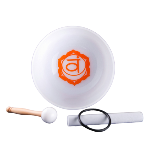 "Sacred Chakra" kwarts klankschaal met tas (RE - 432Hz)
