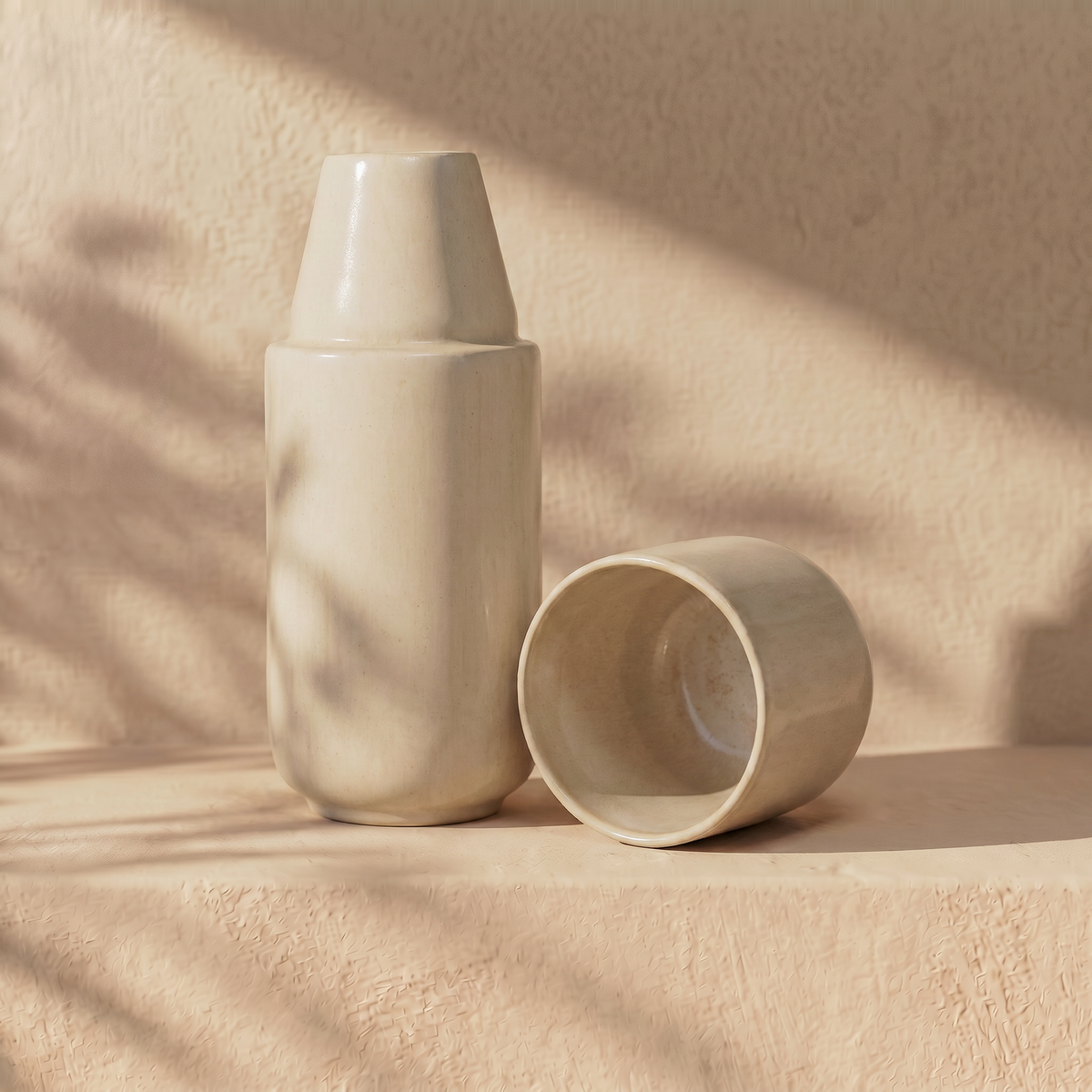 mit Becher Beige