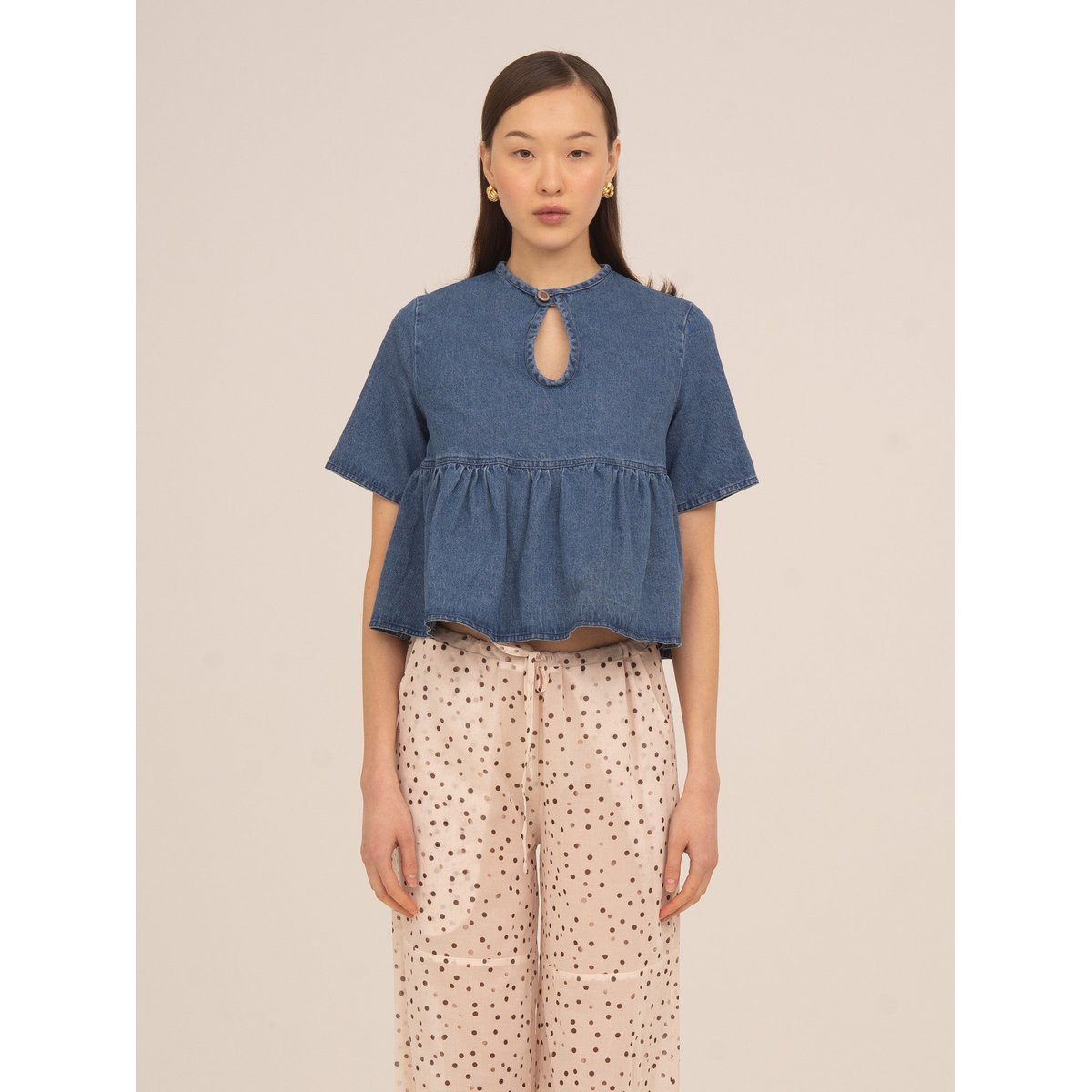 Denim top met sterrenverlichting