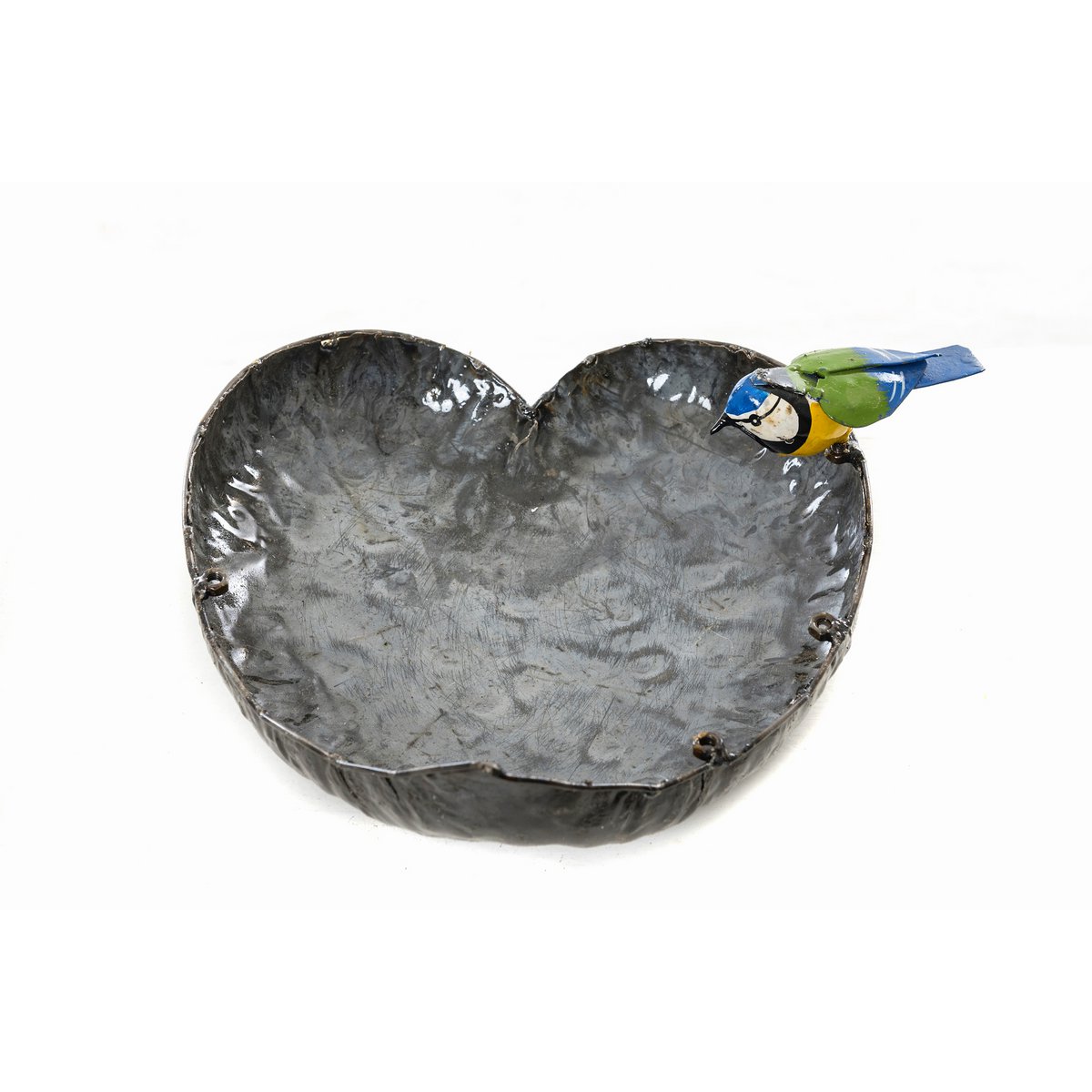 Mangeoire pour animaux de compagnie en métal ZIMBA-ARTS, mésange bleue simple, grand cœur