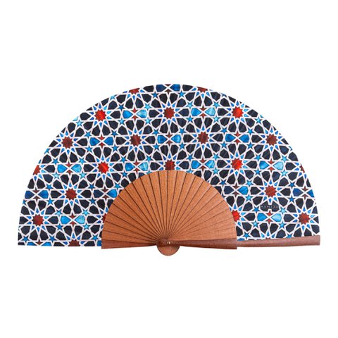 Multicolored Silk and Wood Fan geïnspireerd door islamitische kunst