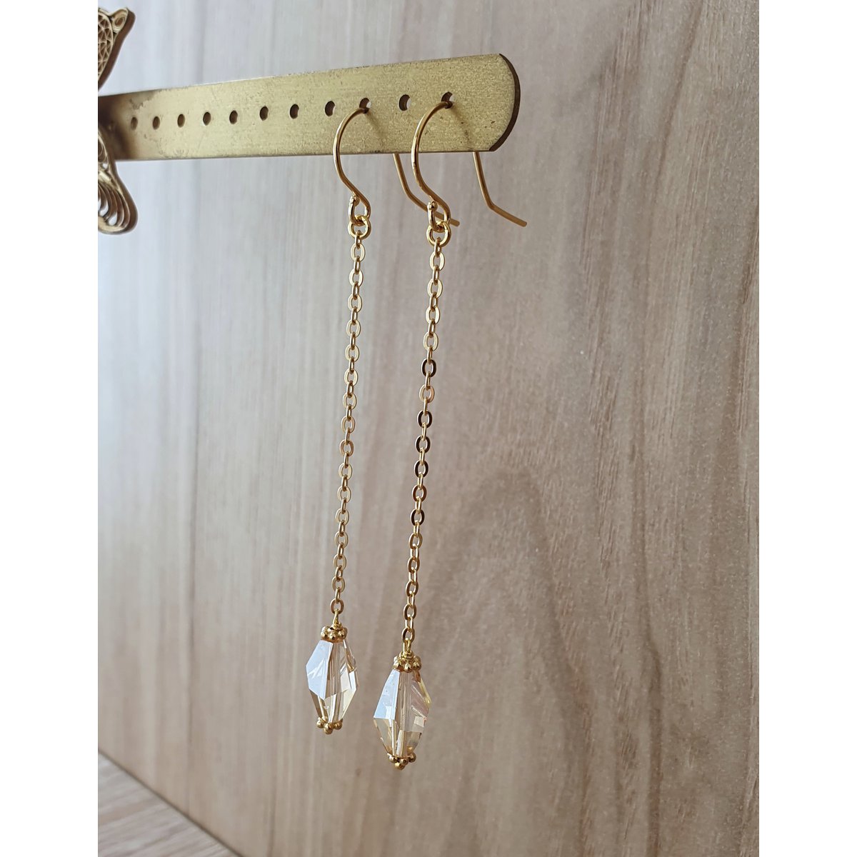 Long-length 18K gold plated  Golden Shadow earrings