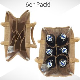 Jute bottle bag. Vegan 6 beer bottle carrier/can carrier shopping basket with dividers for bottles.
