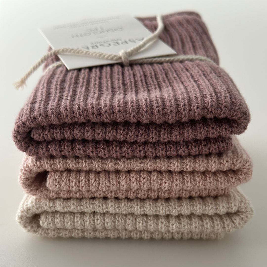 Knitted Dishcloth – Ripple – Elderberry