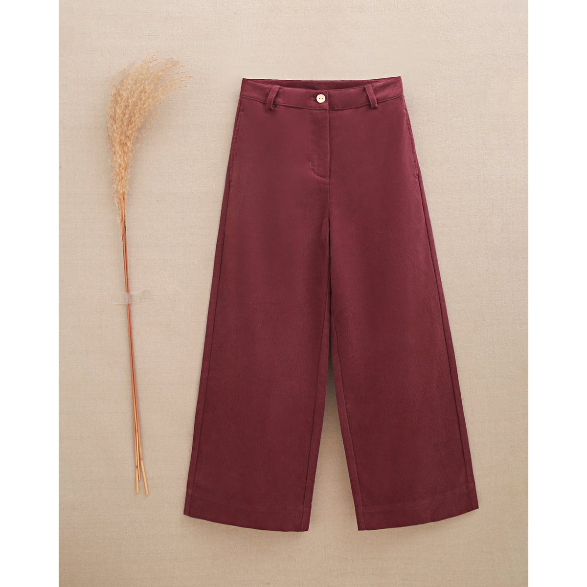 Lange corduroy broek voor meisjes in auberginekleur P80-11604175