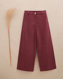 Pantalon long en velours côtelé pour fille couleur aubergine P80-11604175